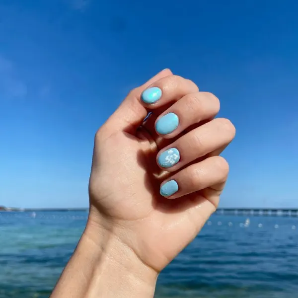 Ocean Breeze Short Nails Design