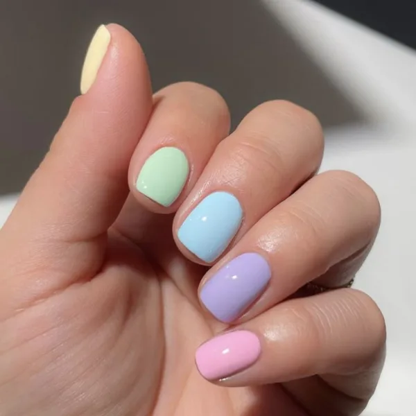 Pastel Pop Short Nails Design