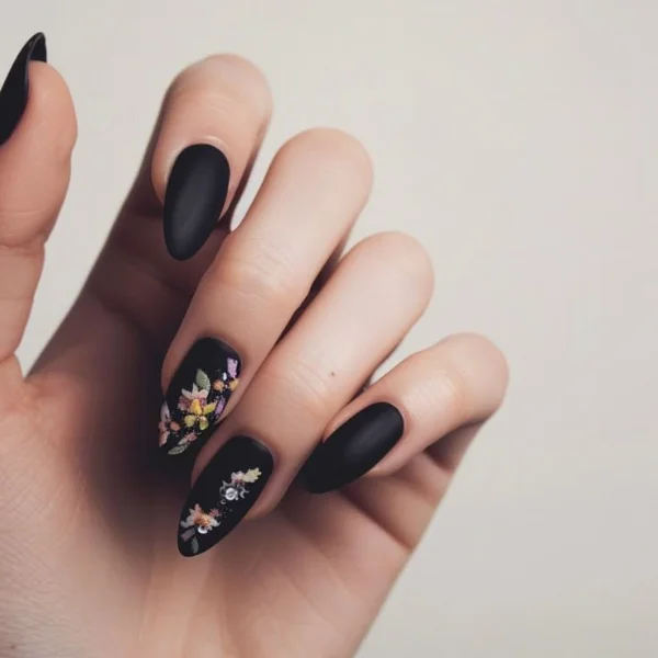 Inked Elegance Black Nails Design