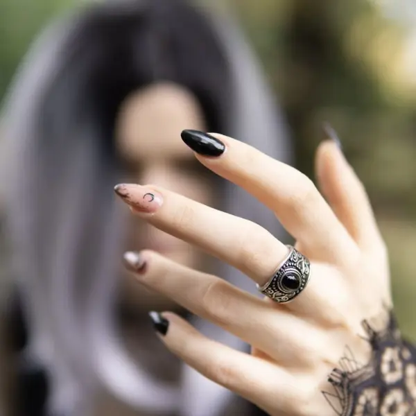 Witches Brew Black Nails Design