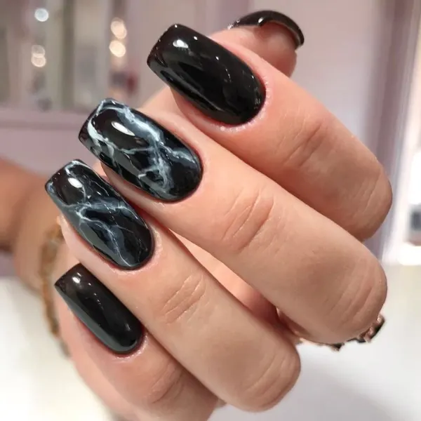 Dark Matter Black Nails Design