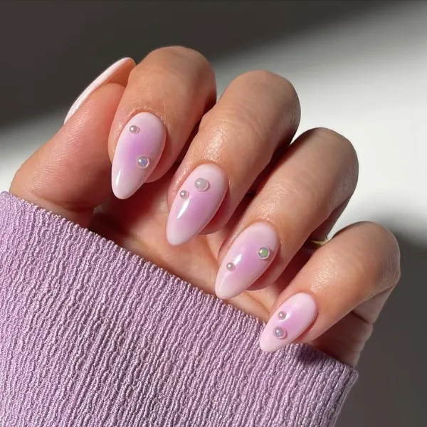 pink oval nails Design