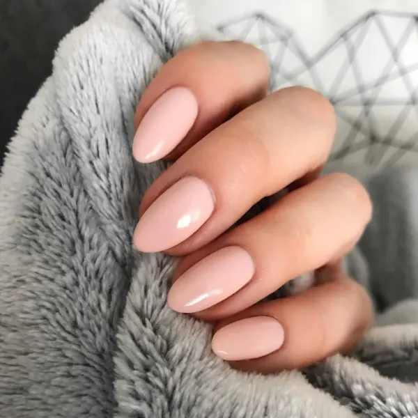 Peach Whisper Oval Nails Design