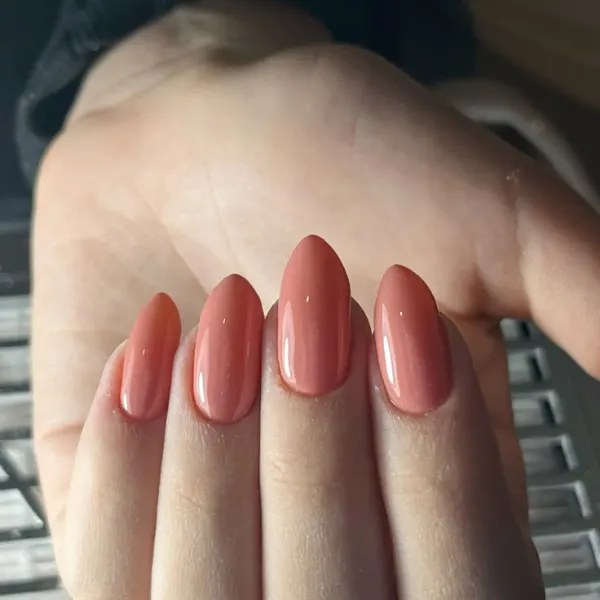 Peach Dust Oval Nails Design