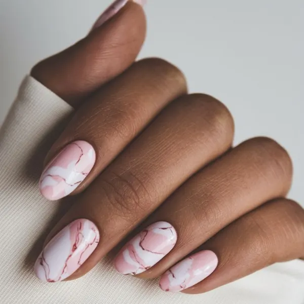 Blush of Frost Nail Design