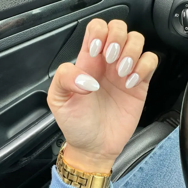 Silver Moon Dust Nail Design