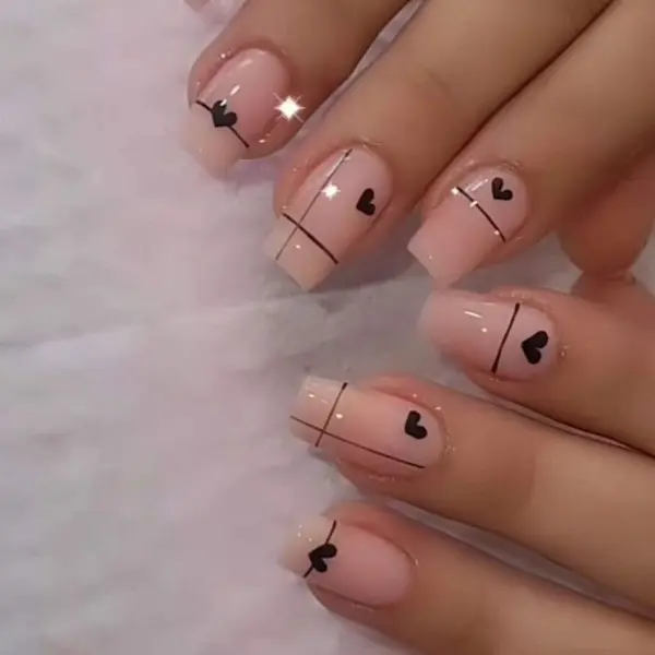 Minimalist Love Line Nail Art