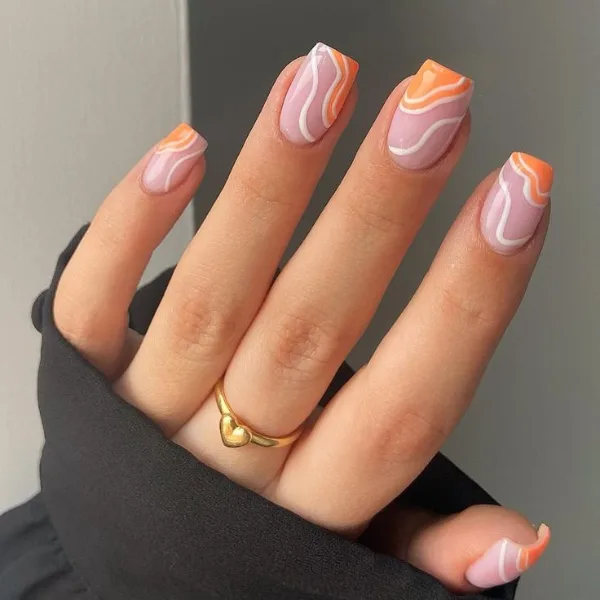 Sunset Swirl Summer Nails Design
