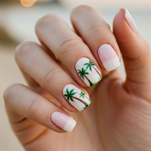 Palm Paradise Summer Nails Design