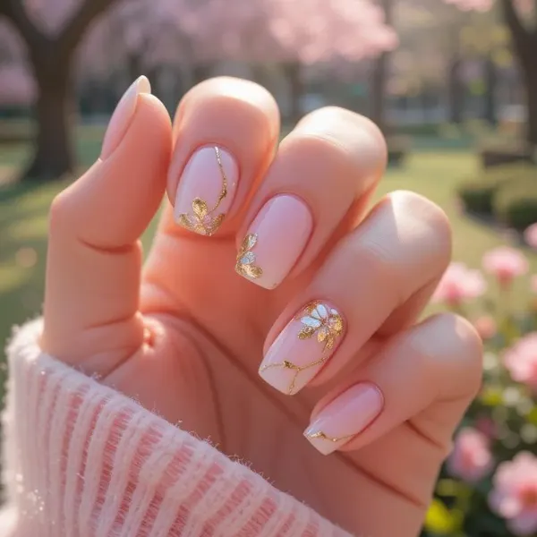Glitz Blossom Pink Glitter Nails Design